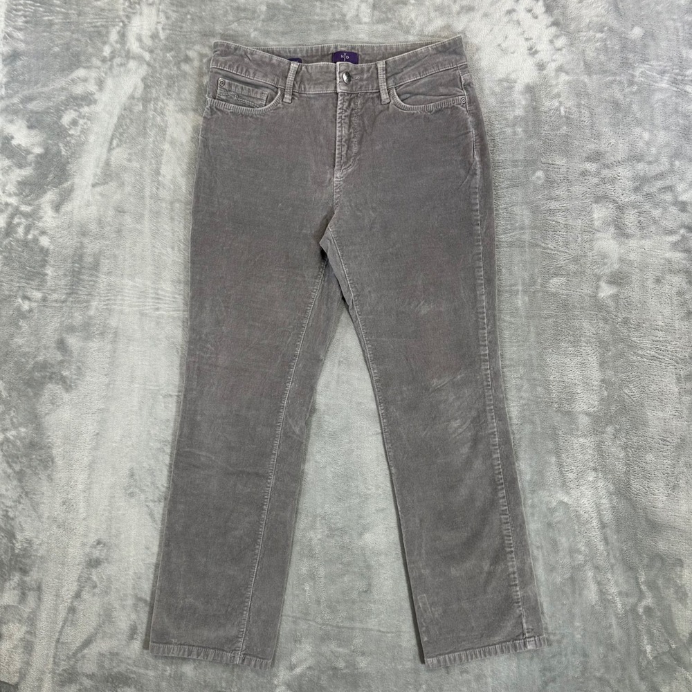 NYDJ Marilyn‎ Corduroy Straight Pants Womens Size 10P Gray Lift Tuck